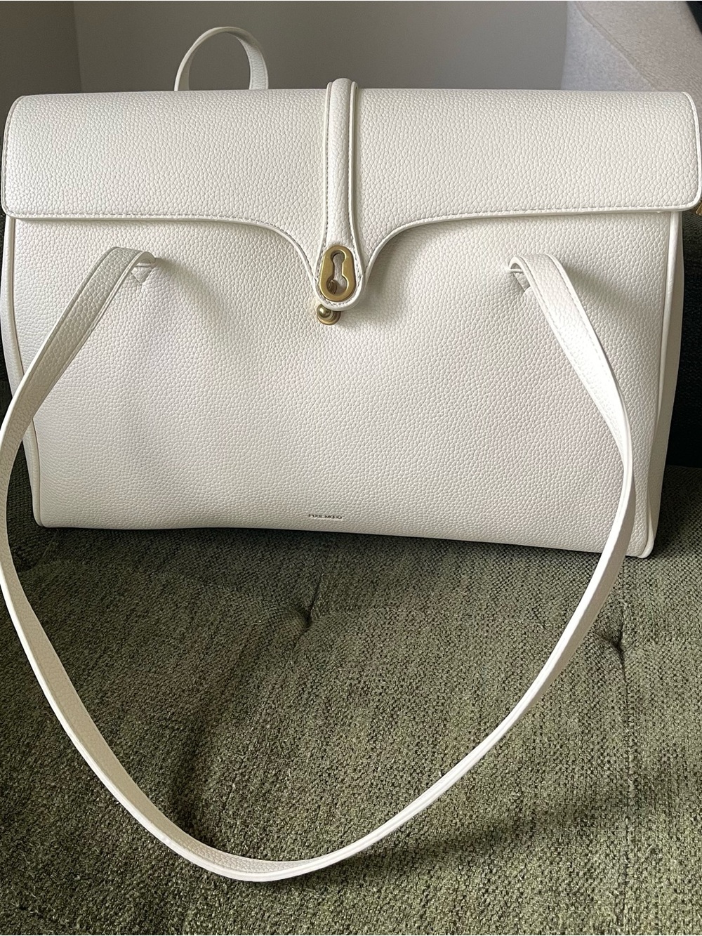 White Leather Top-Handle Shoulder Bag - Elegant Everyday Tote